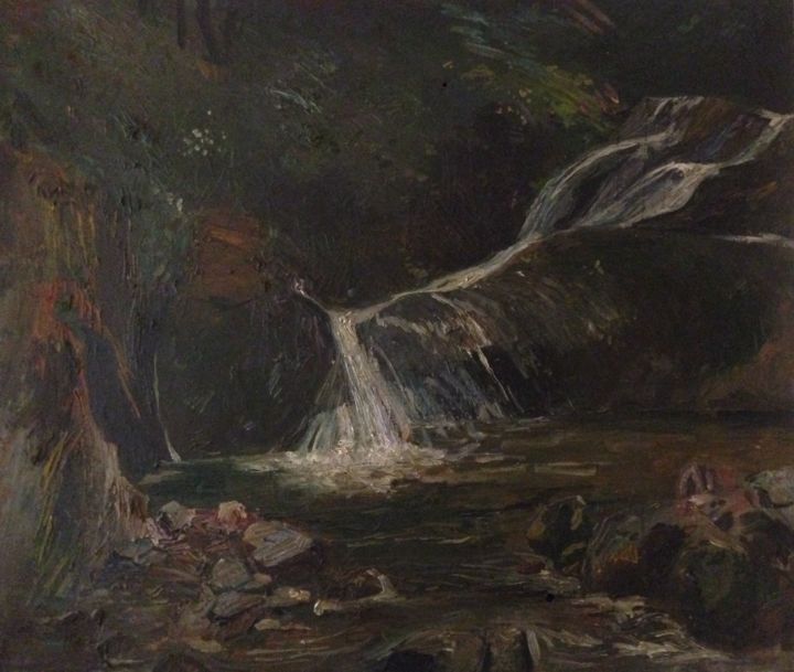 Painting titled "Waterfall" by Unico Art Gallery, Original Artwork, Oil