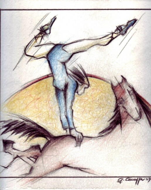 Disegno intitolato "L'Acrobata" da Geremia Cocozza, Opera d'arte originale, Altro