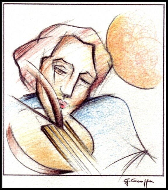 Disegno intitolato "Il musicista" da Geremia Cocozza, Opera d'arte originale, Altro