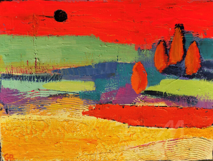 Painting titled "Sweltering day" by Gergana Balabanova, Original Art, Oil Mounted on Stretcher frame