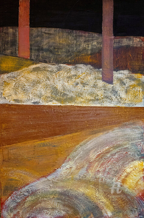 Painting titled "Desolation II/Paths" by Gergana Balabanova, Original Artwork, Oil Mounted on Wood Stretcher frame