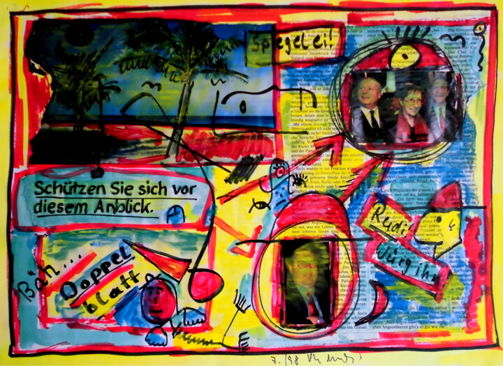 Collages getiteld "Rudi, würg ihn!" door Gerhard Pollheide, Origineel Kunstwerk, Collages