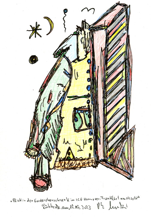 Zeichnungen mit dem Titel "Blick in den Garder…" von Gerhard Pollheide, Original-Kunstwerk, Tinte