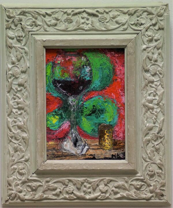 Pintura intitulada "VERRE A LA FLEUR VE…" por Germain Henneka, Obras de arte originais, Acrílico