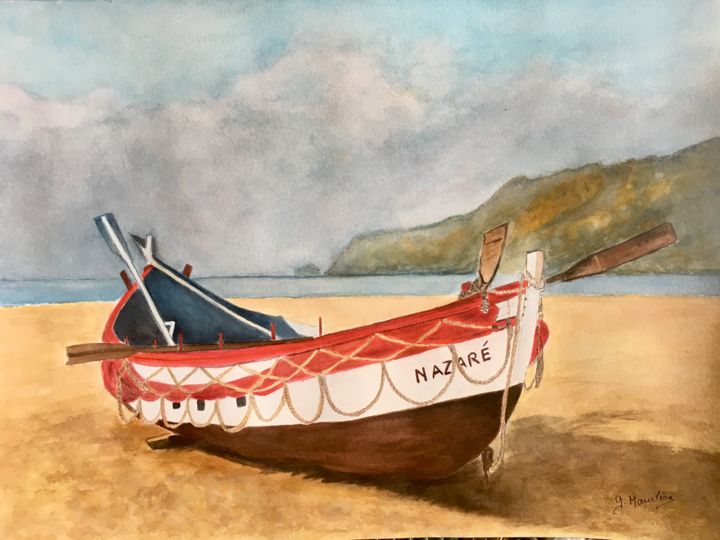 绘画 标题为“Barque Nazaré.jpeg” 由Germaine Mauclere, 原创艺术品, 水彩