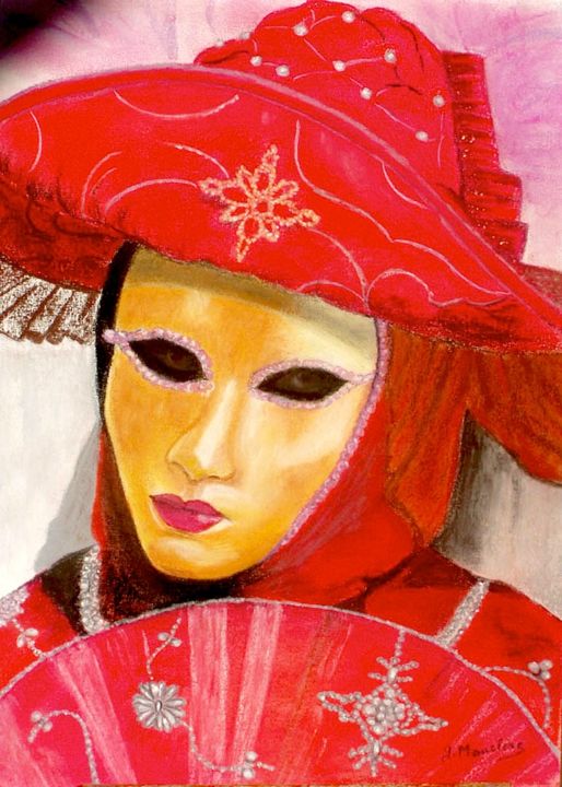 Painting titled "Carnaval-de-venise-…" by Germaine Mauclere, Original Artwork, Oil