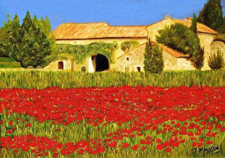 Painting titled "mas-provencal-2.jpg" by Germaine Mauclere, Original Artwork, Oil