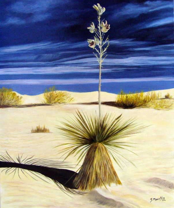 Ζωγραφική με τίτλο "yucca-du-desert.jpg" από Germaine Mauclere, Αυθεντικά έργα τέχνης, Λάδι