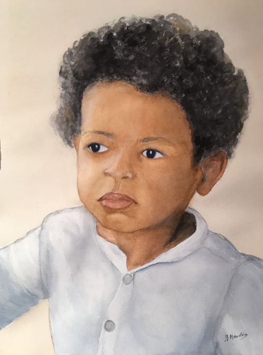 Painting titled "Nathan.jpg" by Germaine Mauclere, Original Artwork, Watercolor