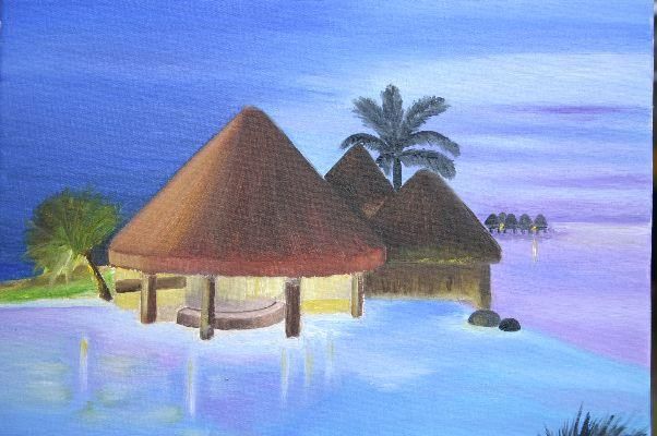 Pintura intitulada "La piscine du Beach…" por Florence Germain, Obras de arte originais