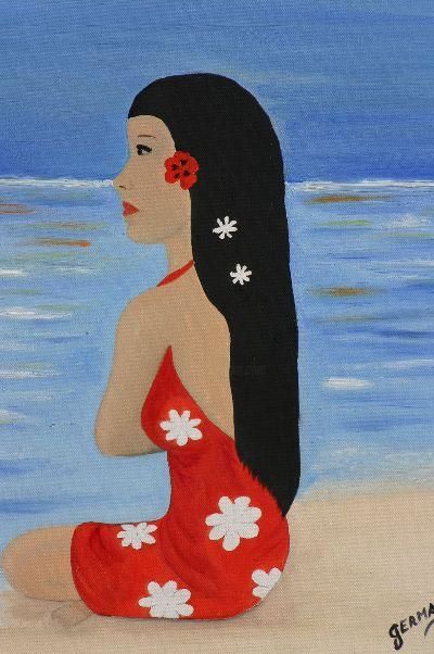 Painting titled "Ma tahitienne" by Florence Germain, Original Artwork