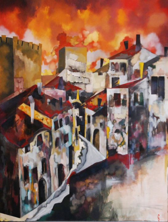 Malerei mit dem Titel "5-paisaje-de-agosto…" von Germán Piqueras, Original-Kunstwerk