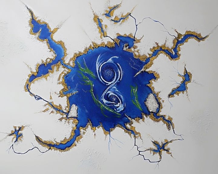 Painting titled "A Crack in Time" by German Bustamante, Original Art, Oil