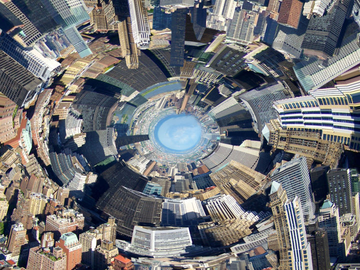 Digital Arts titled "Manhattan Spin" by Germaneart, Original Artwork, Collages