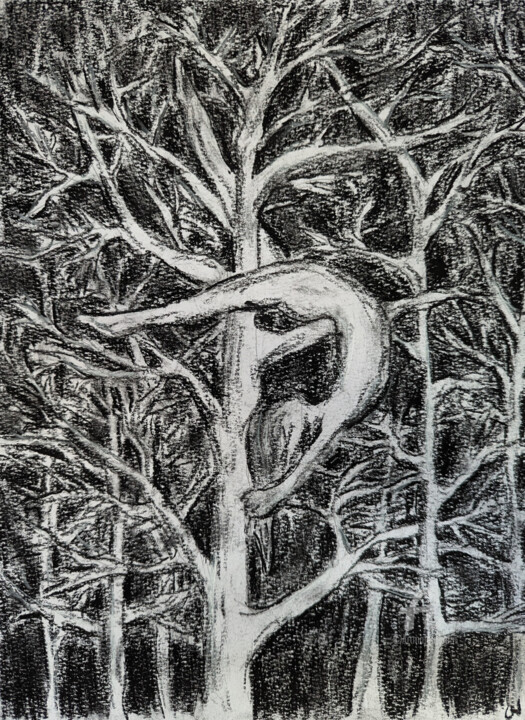 Zeichnungen mit dem Titel "Tree Dancer" von Germaneart, Original-Kunstwerk, Kreide