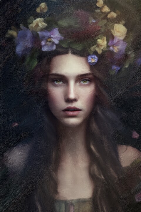 Digital Arts titled "Mnemosyne , Goddess…" by Gerry Martinez, Original Artwork, AI generated image