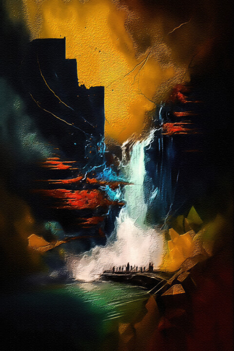 Digitale Kunst mit dem Titel "Niagara Falls : Mod…" von Gerry Martinez, Original-Kunstwerk, Digitale Malerei