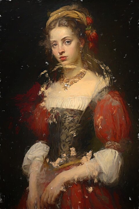 数字艺术 标题为“Portrait Of Lady X…” 由Gerry Martinez, 原创艺术品, 数字油画