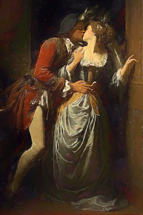 Digital Arts titled "The Stolen Kiss" by Gerry Martinez, Original Artwork, Digital Painting