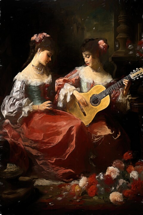 Arte digital titulada "Two Spanish Women" por Gerry Martinez, Obra de arte original, Pintura Digital