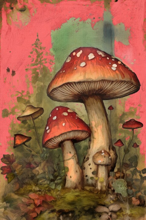 Digitale Kunst getiteld "Mushroom Painting 2" door Gerry Martinez, Origineel Kunstwerk, Digitaal Schilderwerk