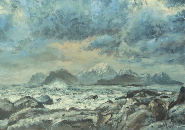 Painting titled "Norwegian Sea. Acry…" by Gerry Miller, Original Artwork, Acrylic