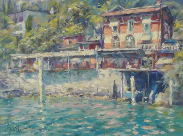 Painting titled "On the Lake" by Gerry Miller, Original Artwork, Oil