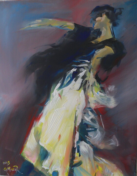 Peinture intitulée "Flamenco stance" par Gerry Miller, Œuvre d'art originale, Huile