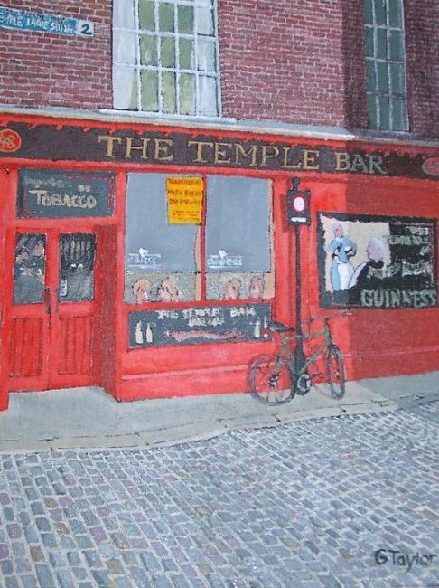 Painting titled "Temple Bar" by Gerry Taylor, Original Artwork, Oil