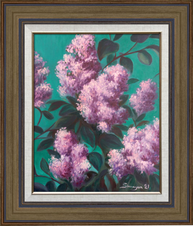 Painting titled "Lilac (28x38cm, oil…" by Gevorg Sinanyan, Original Artwork, Oil Mounted on Wood Stretcher frame