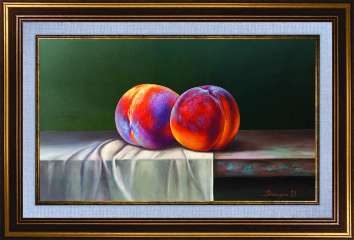 Картина под названием "Peaches (30x45cm, o…" - Gevorg Sinanyan, Подлинное произведение искусства, Масло Установлен на Подрам…