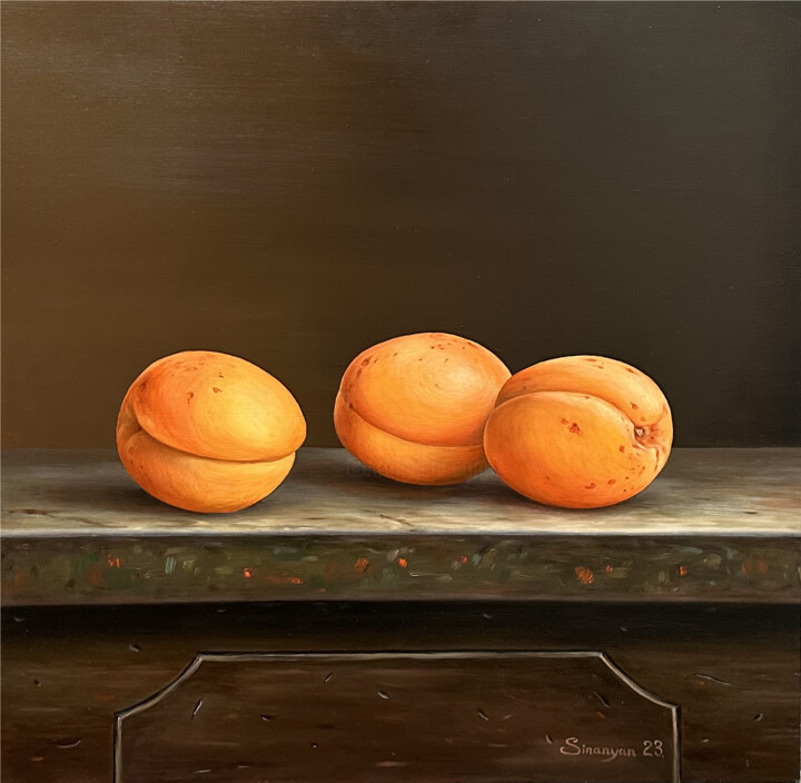 Pintura intitulada "Still life - aprico…" por Gevorg Sinanyan, Obras de arte originais, Óleo