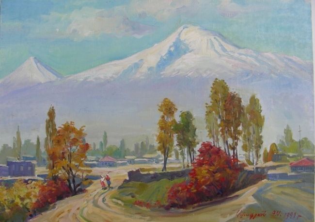 Painting titled "Ararat Valley" by Gevorg Avagyan, Original Artwork