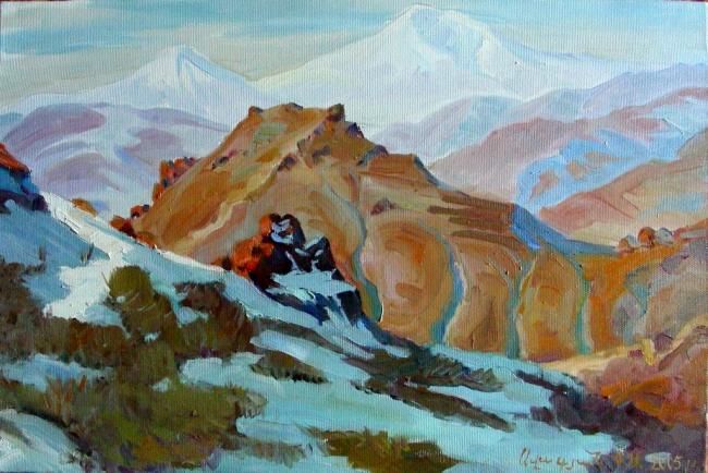 Painting titled "Ararat view from Va…" by Gevorg Avagyan, Original Artwork