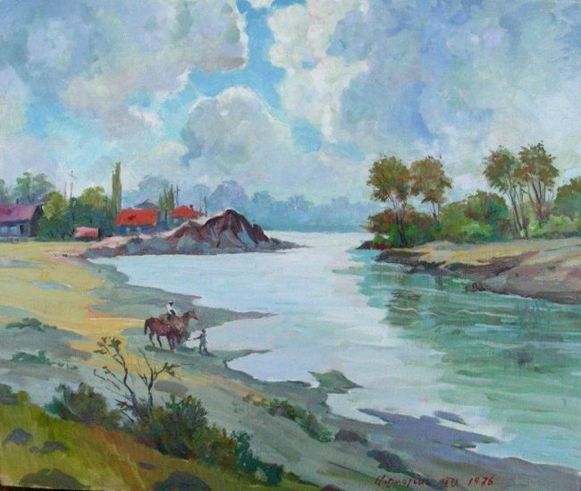 Painting titled "Terek river" by Gevorg Avagyan, Original Artwork