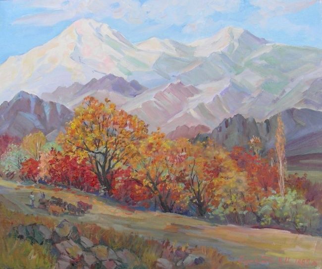 Painting titled "Autumn in Mountains" by Gevorg Avagyan, Original Artwork