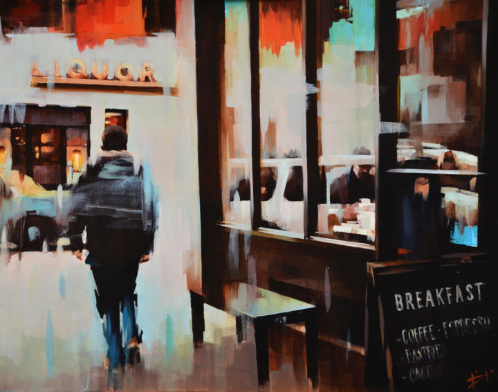 Peinture intitulée "Breakfast time" par Yi Ge, Œuvre d'art originale, Huile