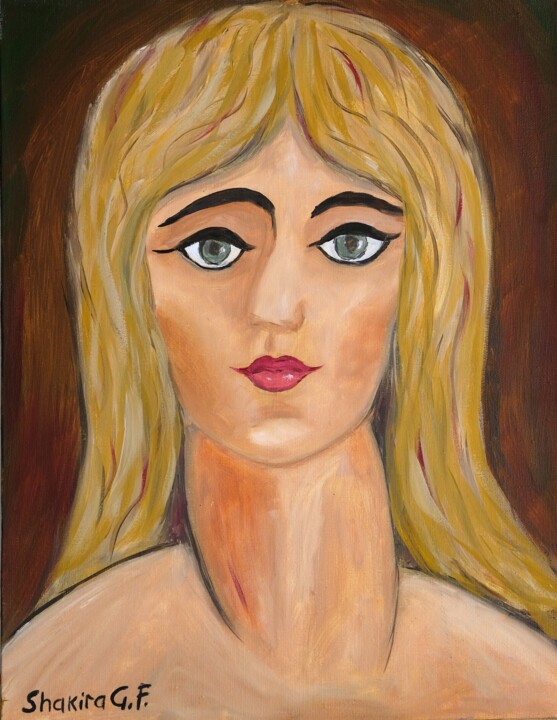 Painting titled "she" by Gf Shakira, Original Artwork, Oil