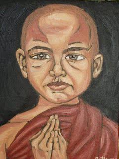 Painting titled "Little Buddha" by Ggf, Original Artwork, Oil