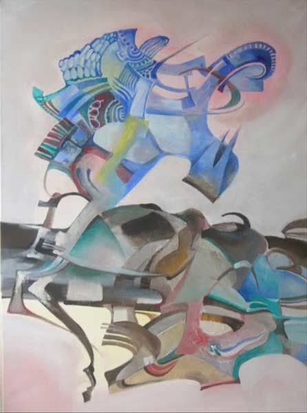 Painting titled "Il Cavaliere Elettr…" by Giuliano Giuliani, Original Artwork