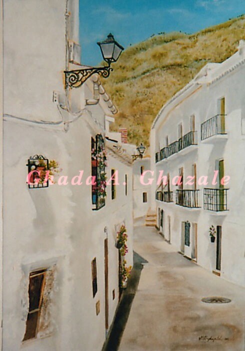 Painting titled ""La Vieille Ville"" by Ghada A. Ghazale, Original Artwork, Oil