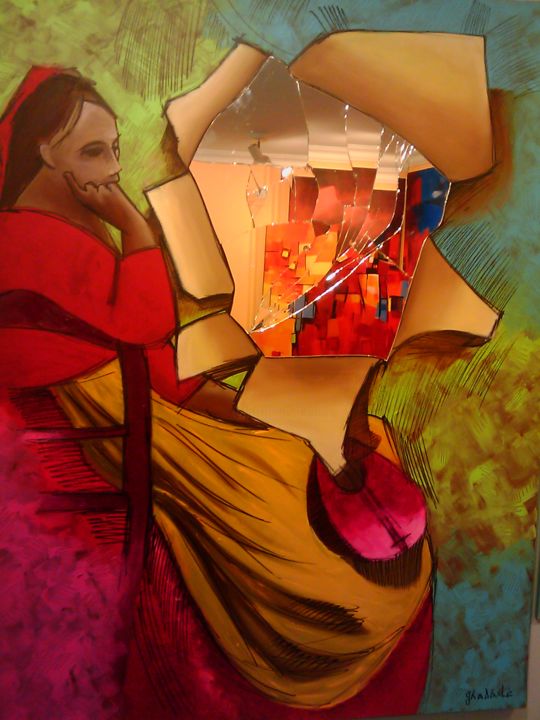 Peinture intitulée "Brisée" par Ghada Drissi Bouslama, Œuvre d'art originale, Huile Monté sur Châssis en bois