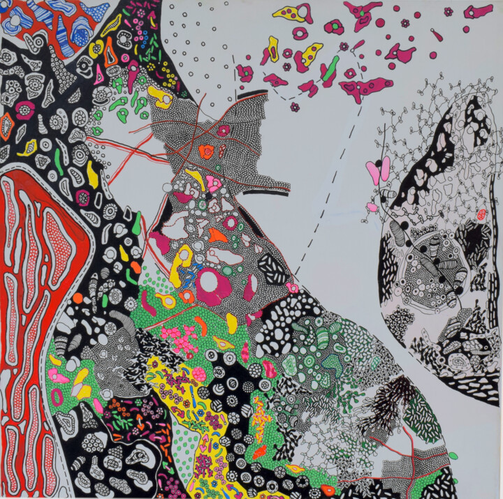 Peinture intitulée "Buste Floral" par Ghada Chamma, Œuvre d'art originale, Acrylique Monté sur Châssis en bois
