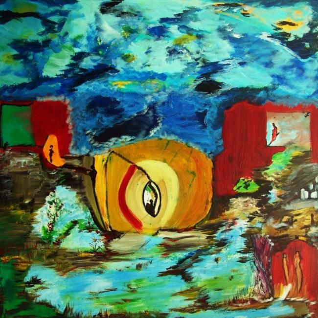 Pintura intitulada "The eyes" por Ladan Ghajar, Obras de arte originais