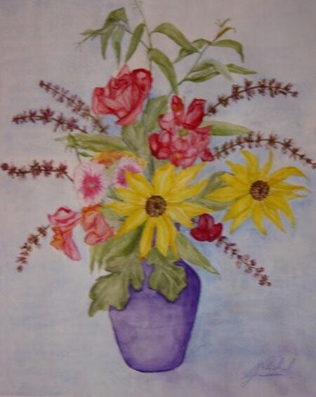 Pittura intitolato "Roses and Sunflowers" da Ghassan Rached, Opera d'arte originale