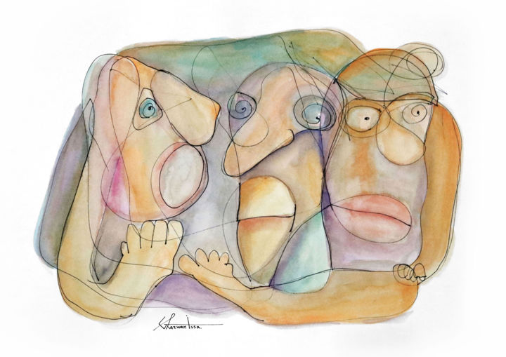 Peinture intitulée "Simple Complicated" par The King Arter, Œuvre d'art originale, Aquarelle