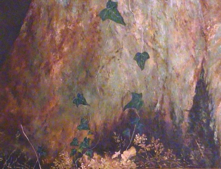 Painting titled "L'ARBRE AU LIERRE" by Ghislaine Driutti, Original Artwork
