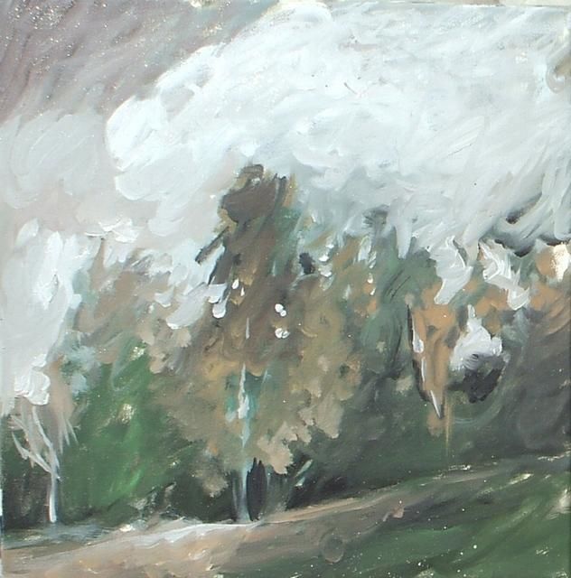 Painting titled "Trees" by Razvan Mihalcea, Original Artwork, Oil