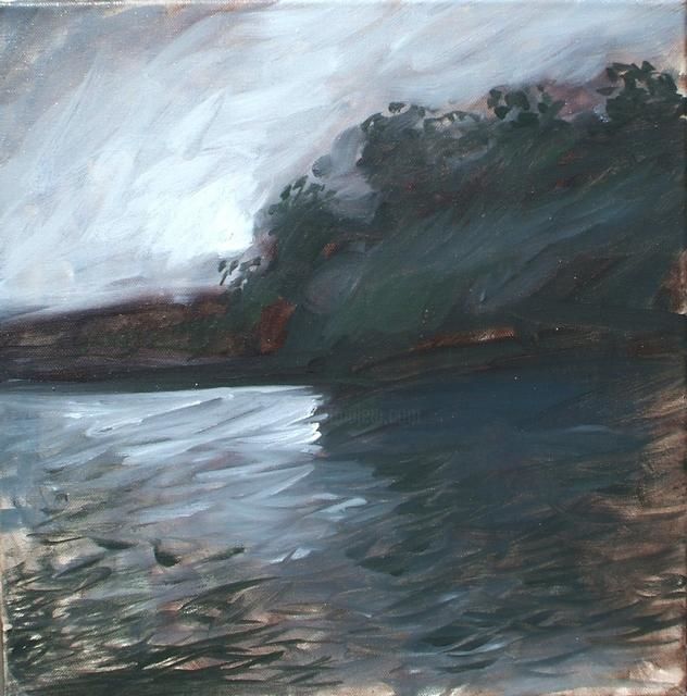 Painting titled "River" by Razvan Mihalcea, Original Artwork, Oil
