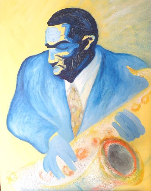 Painting titled "Intensite Jazz 06" by Patrick Gheysen, Original Artwork, Oil